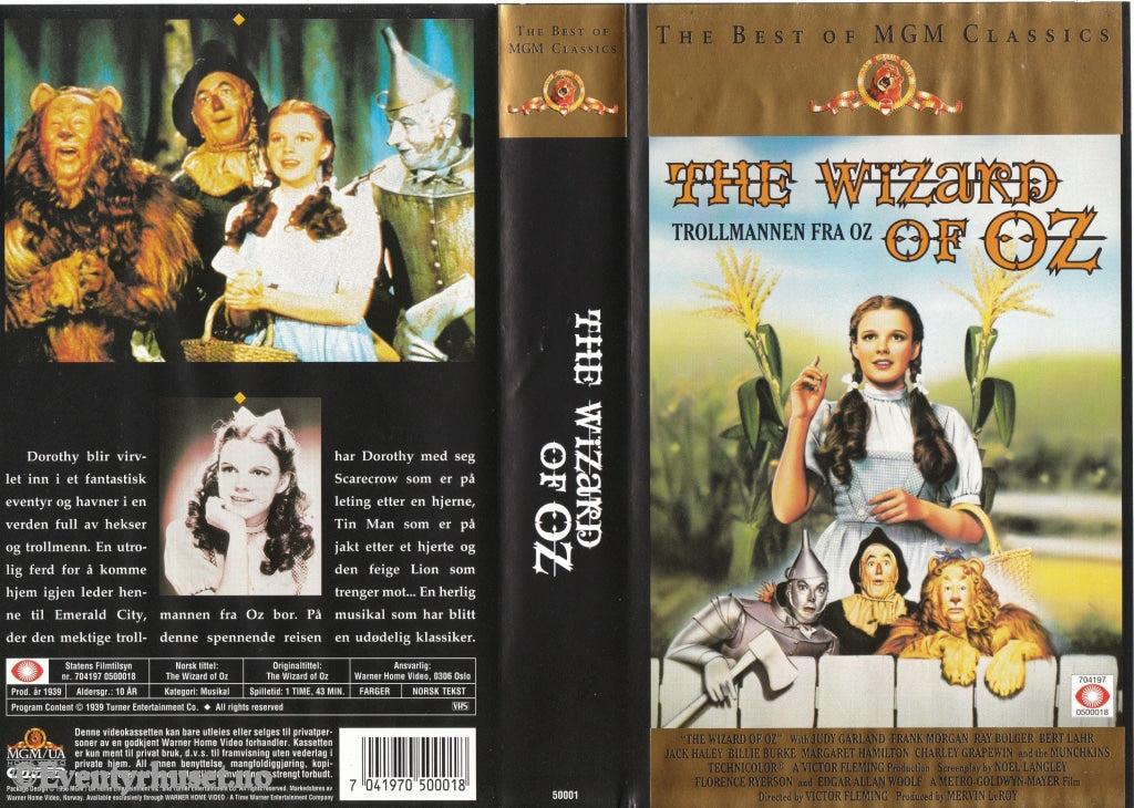 Download / Stream: Trollmannen Fra Oz (The Wizard Of Oz). 1939. Vhs. Norwegian Subtitles. Vhs