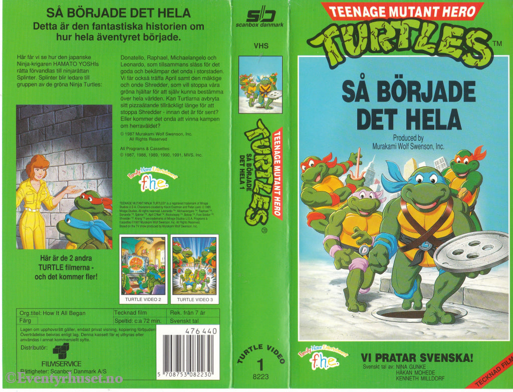 Download / Stream: Turtles. Vol. 1. Så började det hela. 1987-1991. VHS SB. Swedish dubbing. VHS
