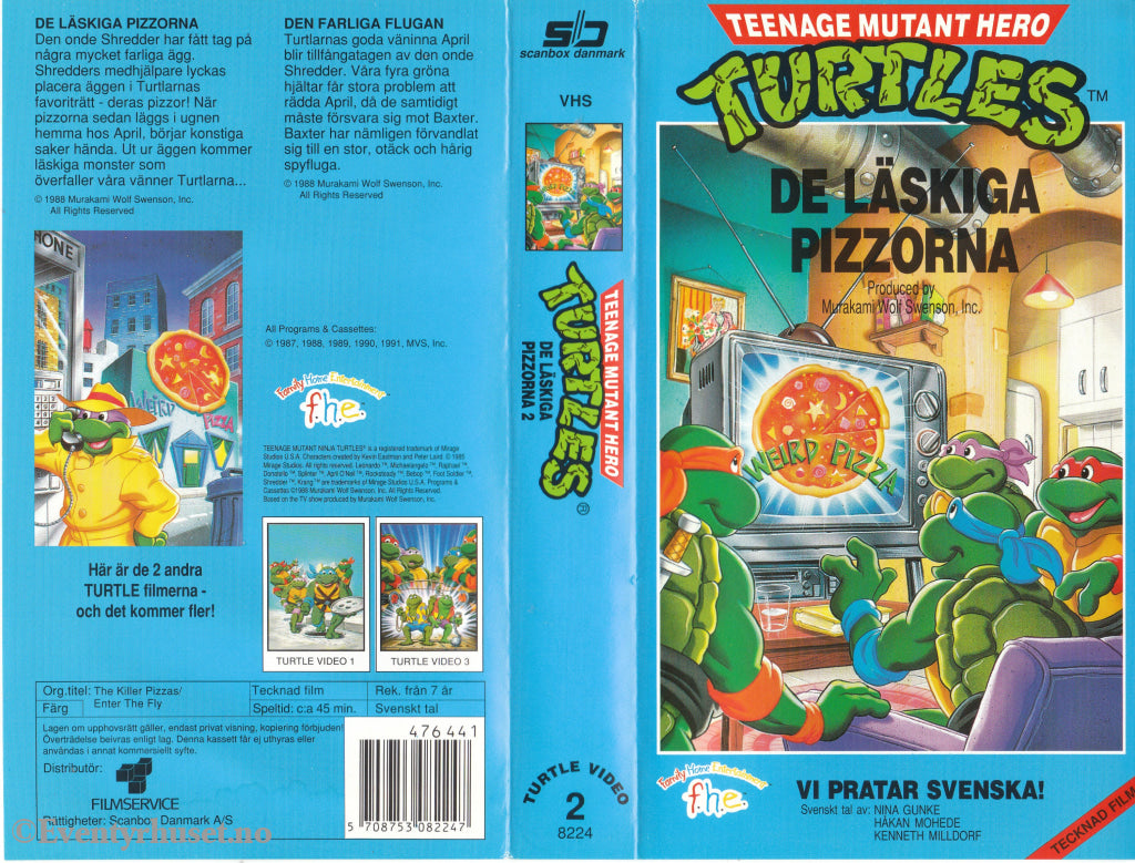 Download / Stream: Turtles. Vol. 2. De läskiga pizzorna. 1987-1991. VHS SB. Swedish dubbing. VHS