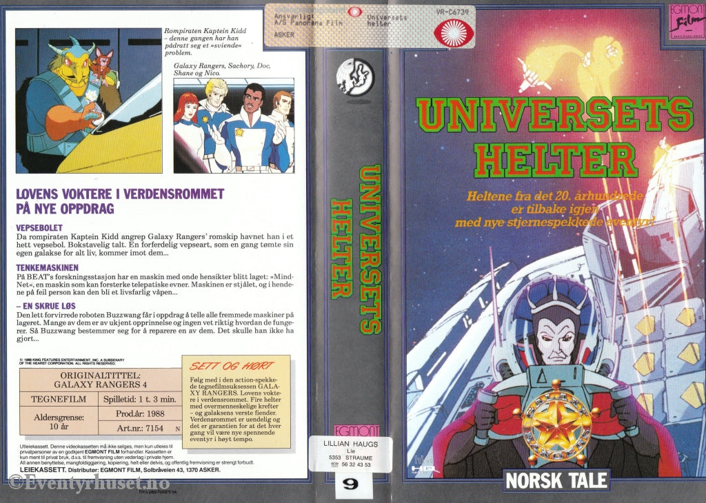 Download / Stream: Universets Helter (Galaxy Rangers). 1988. Vhs Big Box. Norwegian Dubbing. Stream