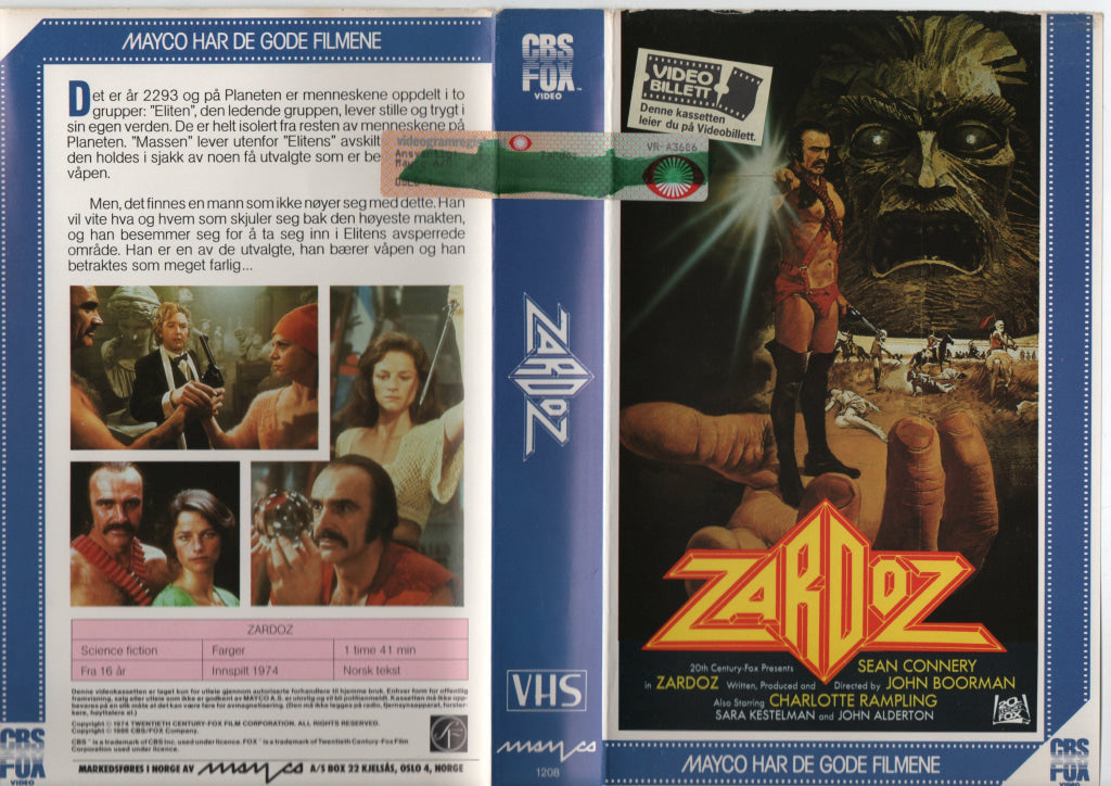 Download / Stream: Zardoz. 1974. VHS Big Box. Norwegian subtitles. VHS
