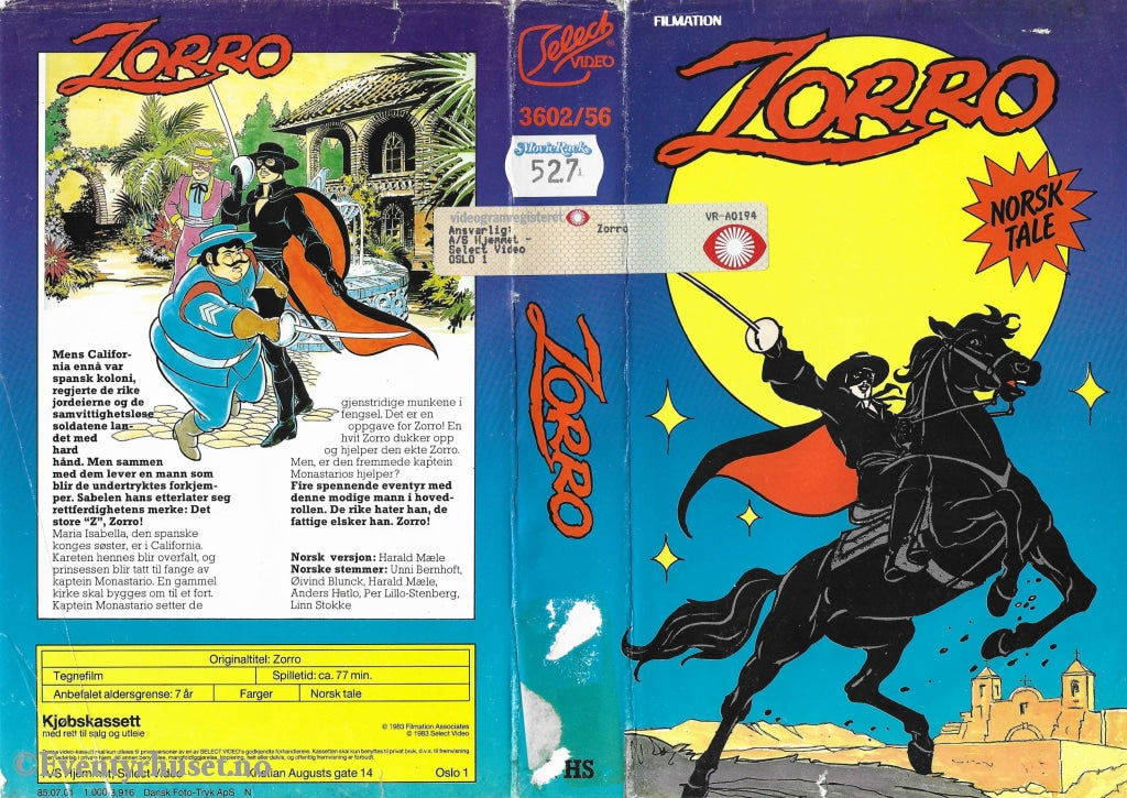 Download / Stream: Zorro. 1983. Vhs Big Box. Norwegian Dubbing. Stream