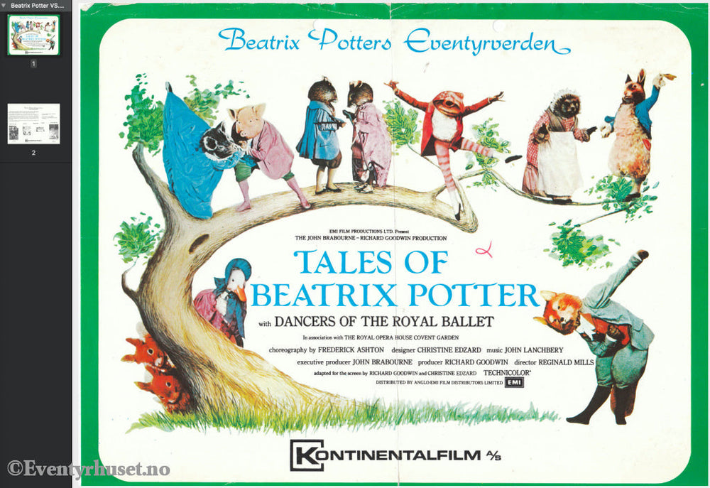 Download: Tales Of Beatrix Potter. Unik Brosjyre På 2 Sider Med Norsk Tekst (Vaskeseddel). Digital