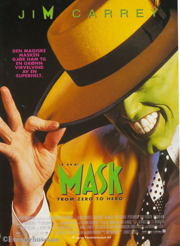 Download: The Mask - From Zero To Hero. Unik Brosjyre På 2 Sider Med Norsk Tekst (Vaskeseddel).