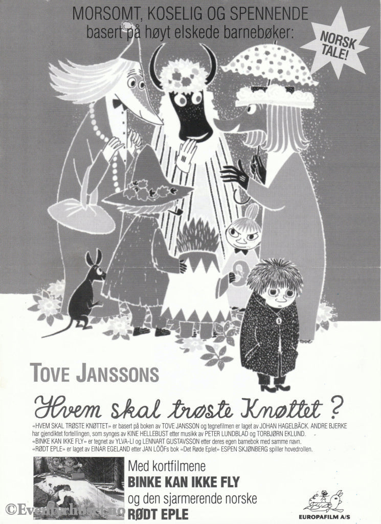 Download: Tove Jansson´s Hvem Skal Trøste Knøttet (Mummitrollet). Unik Brosjyre På 2 Sider Med Norsk