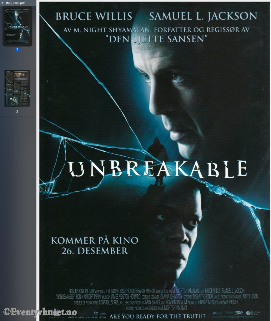Download: Unbreakable. Unik Brosjyre På 2 Sider Med Norsk Tekst (Vaskeseddel). Digital Fil I