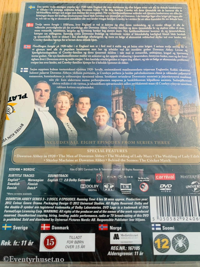 Downtown Abbey. Sesong 3. Dvd. Ny I Plast! Dvd