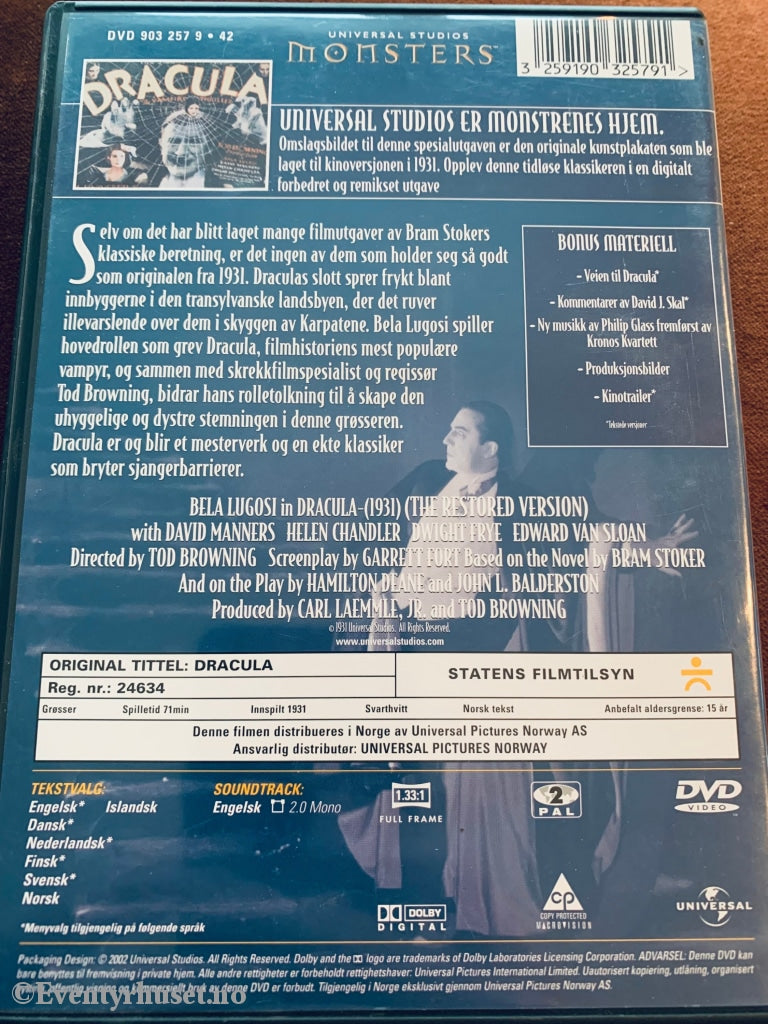 Dracula. 1931. Dvd. Dvd