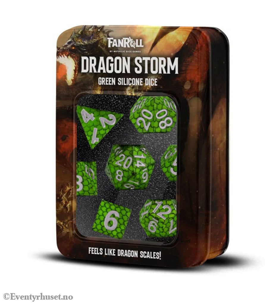 Dragon Storm Sharp Edge Silicone Dice Set Green Dragon Scales (7) Games
