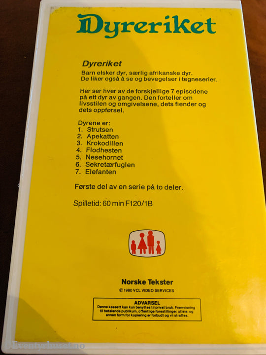 Dyreriket. 1981. VHS Big Box.