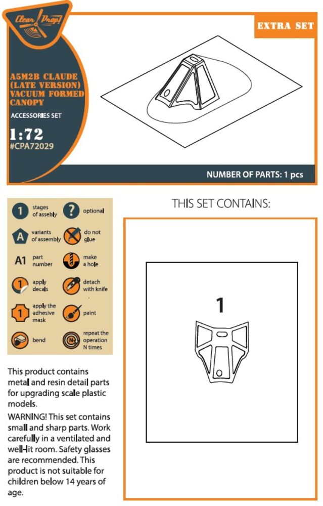 A5M2b Claude (late version) vacuum formed canopy for CP kit CP72009