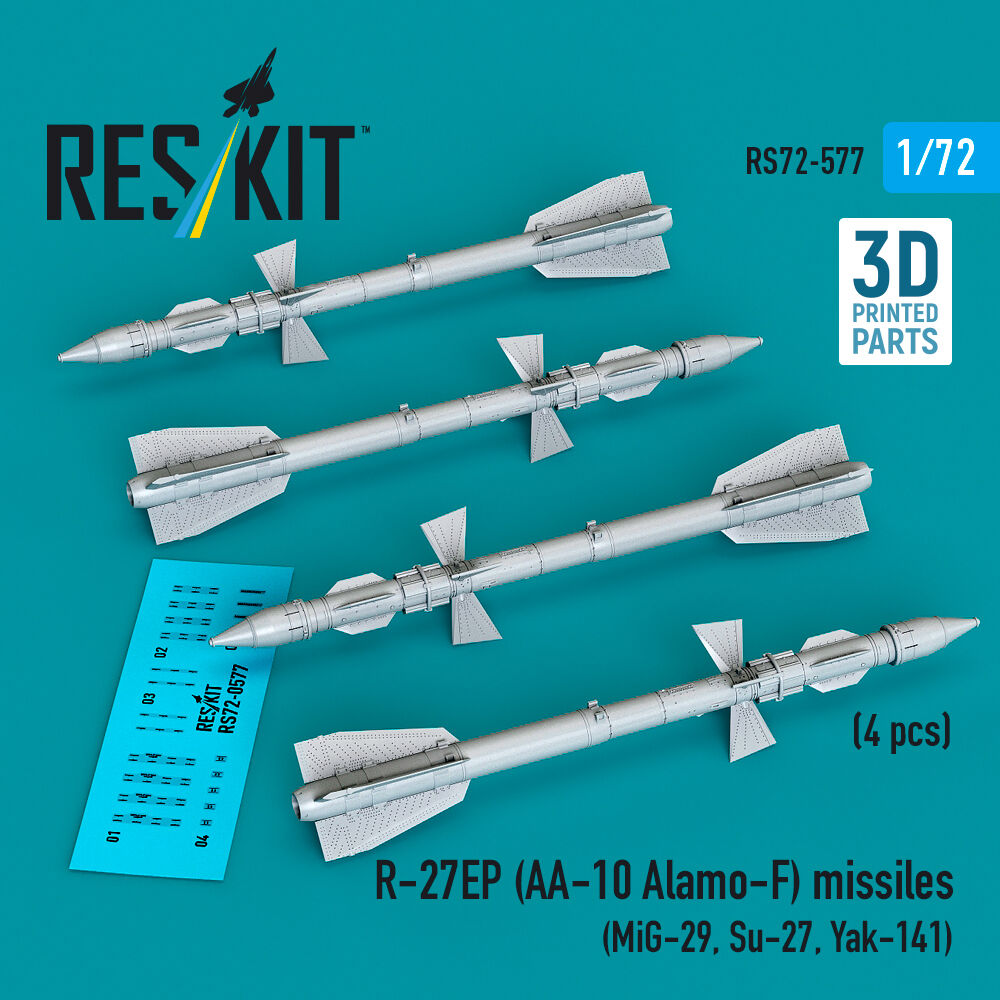 R-27EP (AA-10 Alamo-F) missiles (4 pcs) (MiG-29, Su-27, Yak-141) (3D Printed)