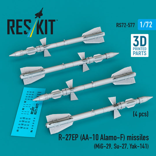 R-27EP (AA-10 Alamo-F) missiles (4 pcs) (MiG-29, Su-27, Yak-141) (3D Printed)