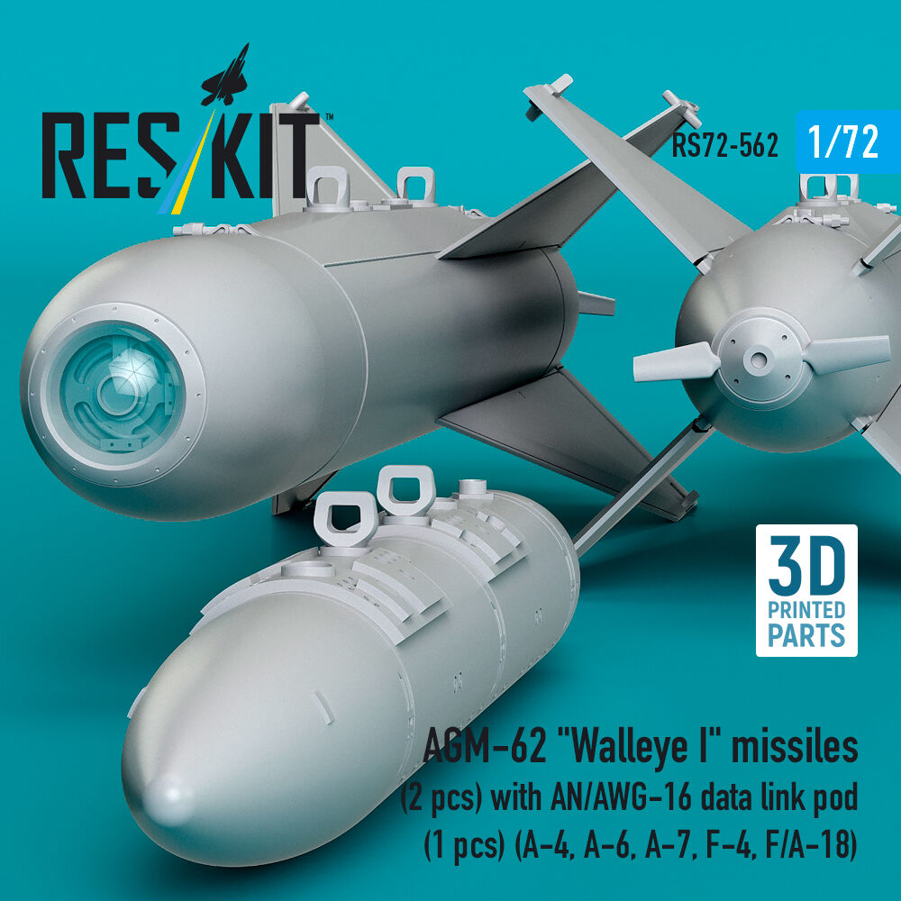 AGM-62 Walleye I missiles (2 pcs) with AN/AWG-16 data link pod (1 pcs) (A-4, A-6, A-7, F-4, F/A-18) (3D Printed)