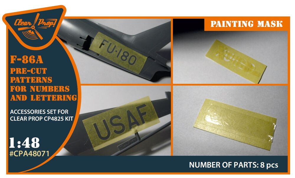 F-86A pre-cut patterns for numbers and lettering painting mask for CP4825 kit