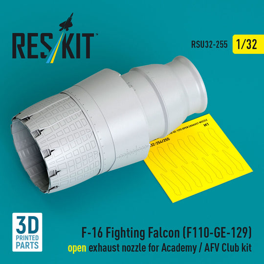 F-16 Fighting Falcon (F110-GE-129) open exhaust nozzle for Academy / AFV Club kit (3D Printed)