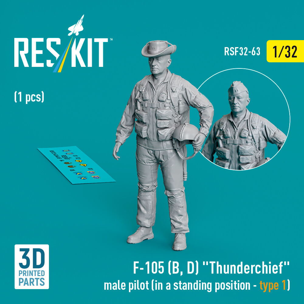 F-105 (D,F,G) Thunderchief male pilot (in a standing position - type 1) (1 pcs) (3D Printed)