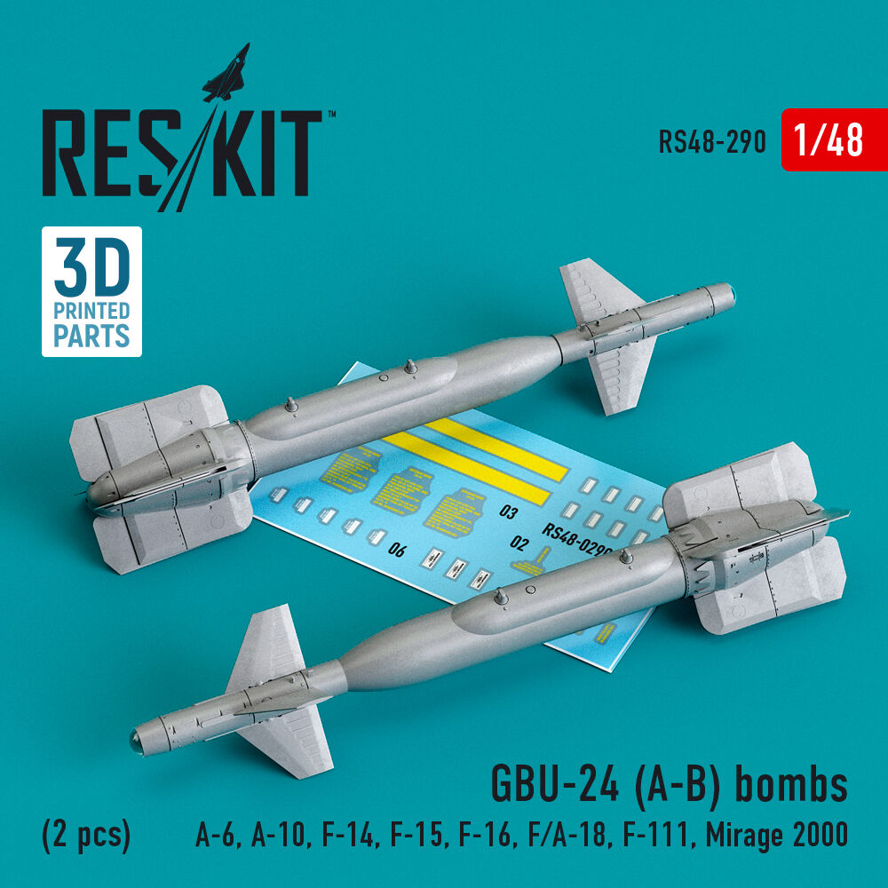 GBU-24 (A-B) bombs (2 pcs) (A-6, A-10, F-14, F-15, F-16, F/A-18, F-111, Mirage 2000) (3D Printed)