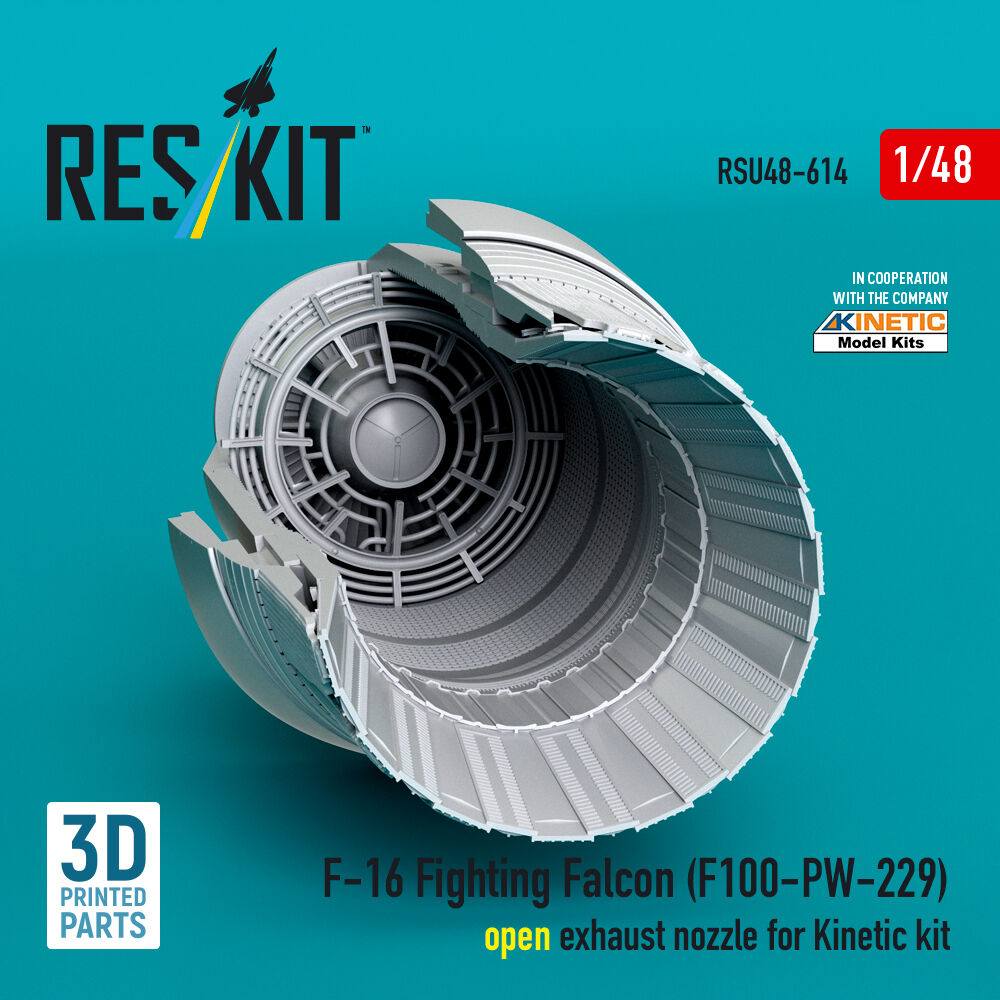 F-16 Fighting Falcon (F100-PW-229) open exhaust nozzle for Kinetic kit (3D Printed)