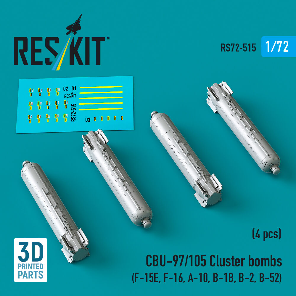 CBU-97/105 cluster bombs (4 pcs) (F-15E, F-16, A-10, B-1B, B-2, B-52) (3D Printed)