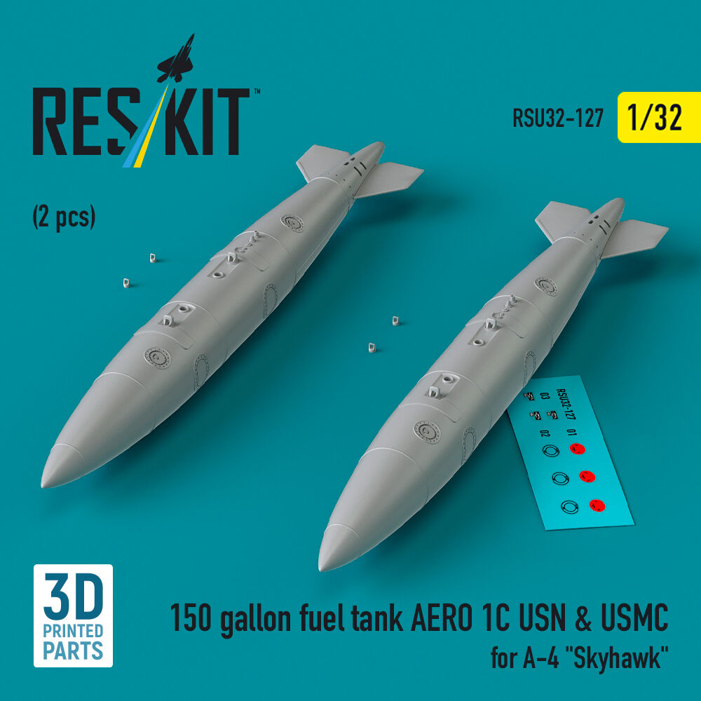 150 gallon fuel tank AERO 1C USN & USMC for A-4 Skyhawk (2 pcs) (3D Printed)
