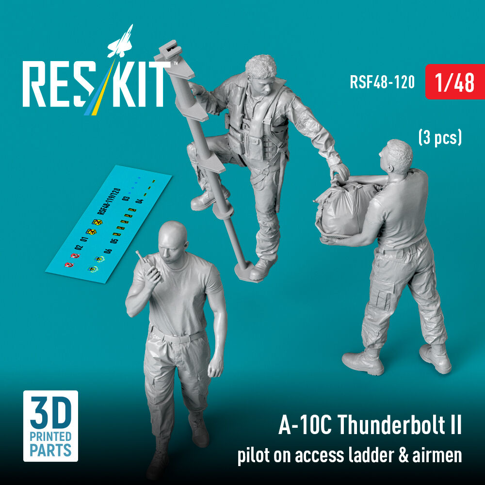 A-10C Thunderbolt II pilot on access ladder & airmen (3 pcs) (3D Printed)
