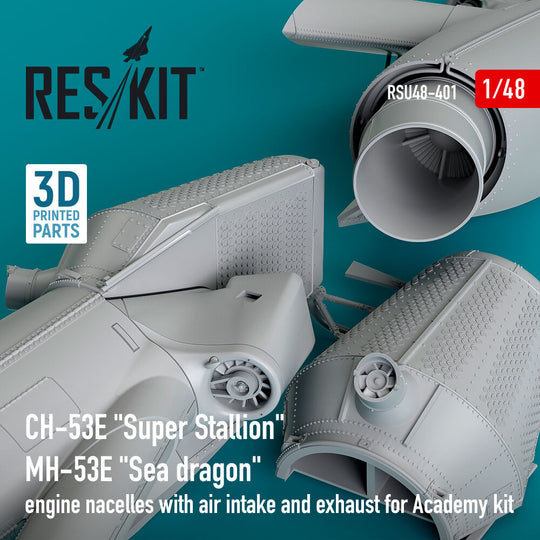 CH-53E Super Stallion, MH-53E Sea dragon engine nacelles with air intake and exhaust for Academy kit (3D printed)