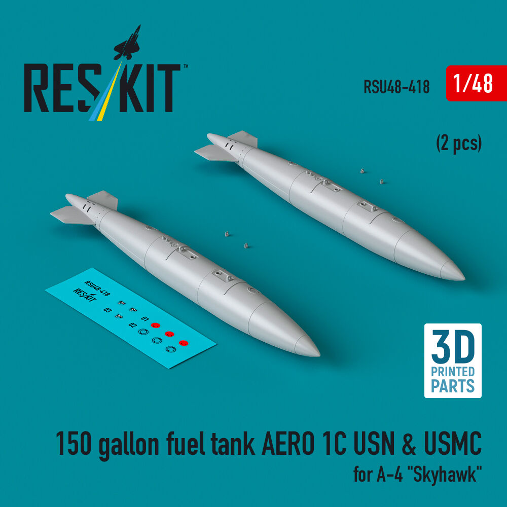 150 gallon fuel tank AERO 1C USN & USMC (2 pcs) for A-4 Skyhawk (3D Printed)
