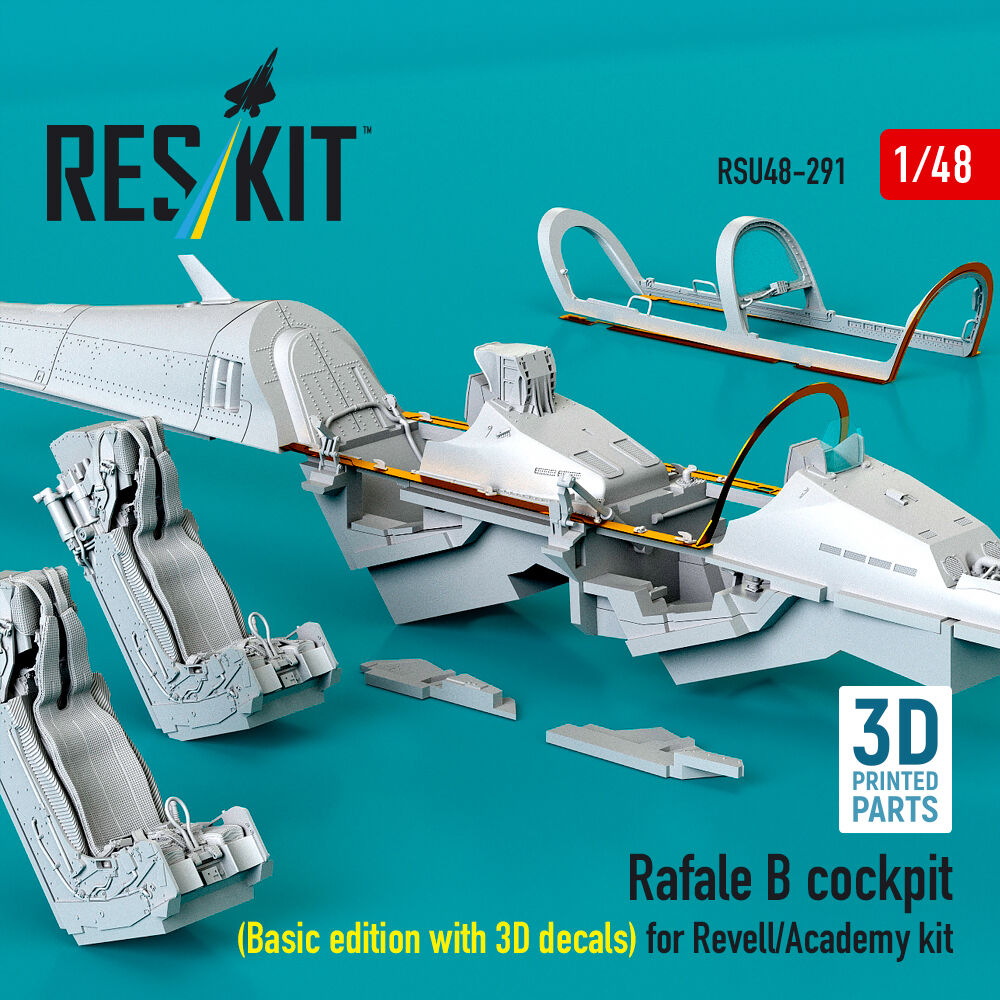 Rafale B cockpit (Basic edition with 3D decals) for Revell/Academy kit (3D Printed)