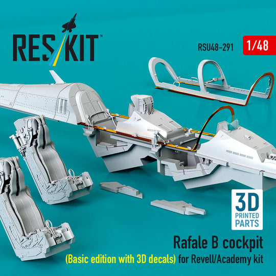 Rafale B cockpit (Basic edition with 3D decals) for Revell/Academy kit (3D Printed)