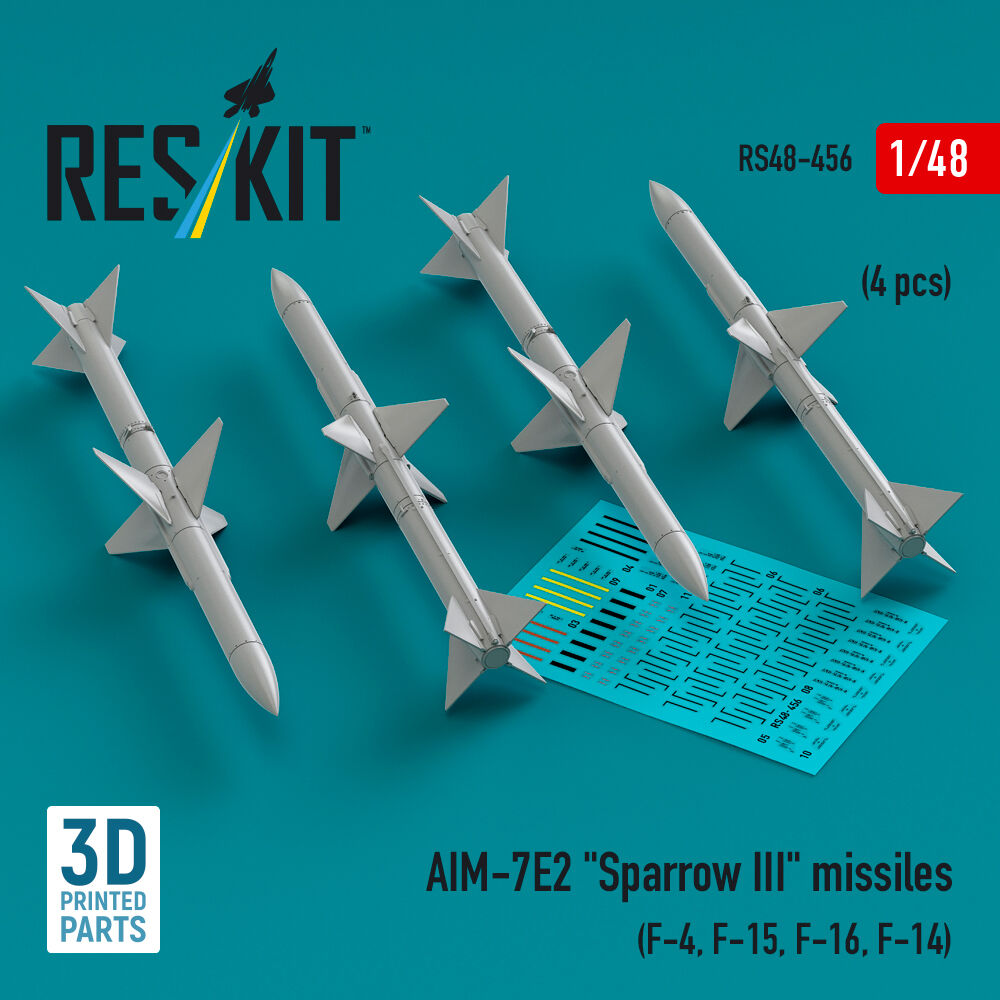 AIM-7E2 Sparrow III missiles (4 pcs) (F-4, F-15, F-16, F-14) (3D Printed)