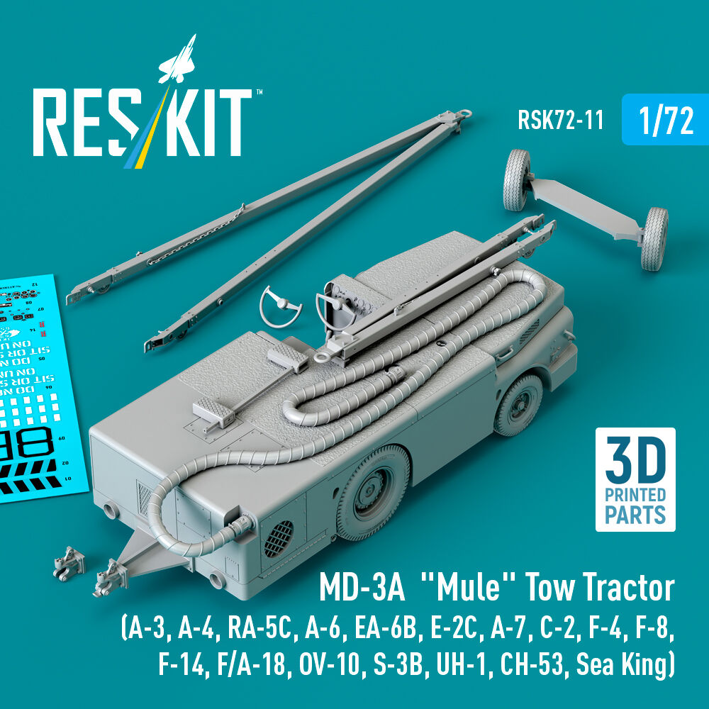 MD-3A Mule Tow Tractor (A-3, A-4, RA-5C, A-6, EA-6B, E-2C, A-7, C-2, F-4, F-8, F-14, F/A-18, OV-10, S-3B, UH-1, CH-53, Sea King) (3D Printed model kit)