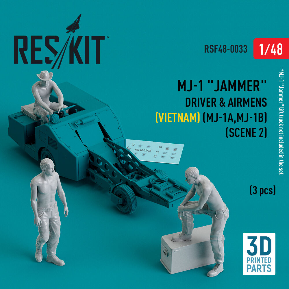 MJ-1 Jammer Driver & airmens (Vietnam) (MJ-1A,MJ-1B) (scene 2) (3 pcs) (3D Printed)