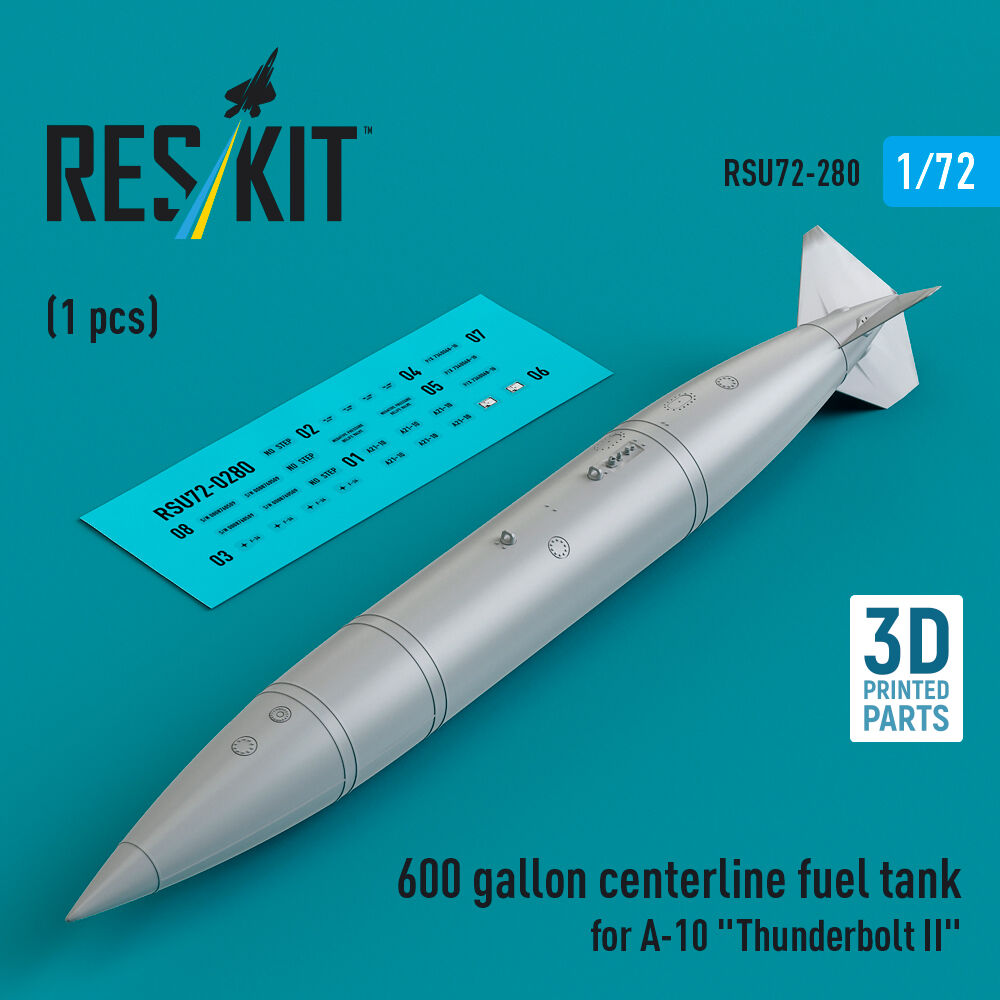 600 gallon centerline fuel tank for A-10 Thunderbolt II (1 pcs) (3D Printed)