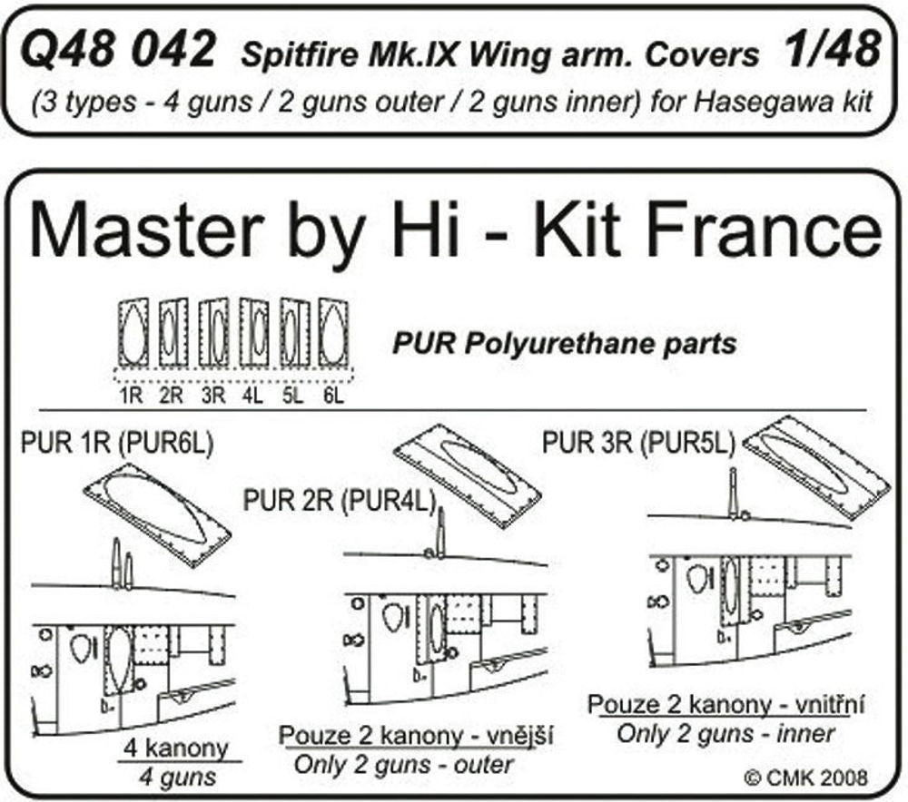 Spitfire Mk. IX Wing armament covers für Hasegawa Bausatz