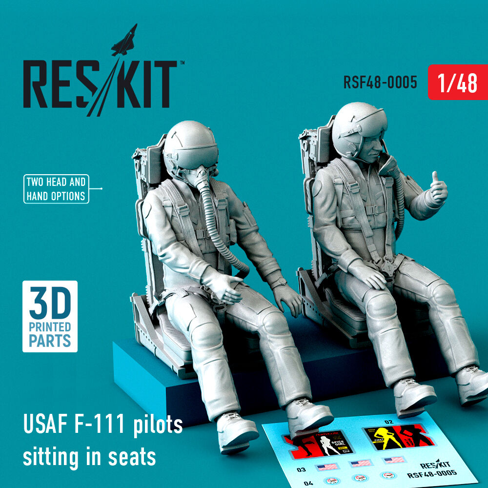 USAF F-111 pilots sitting in seats (2 pcs) (3D Printed)