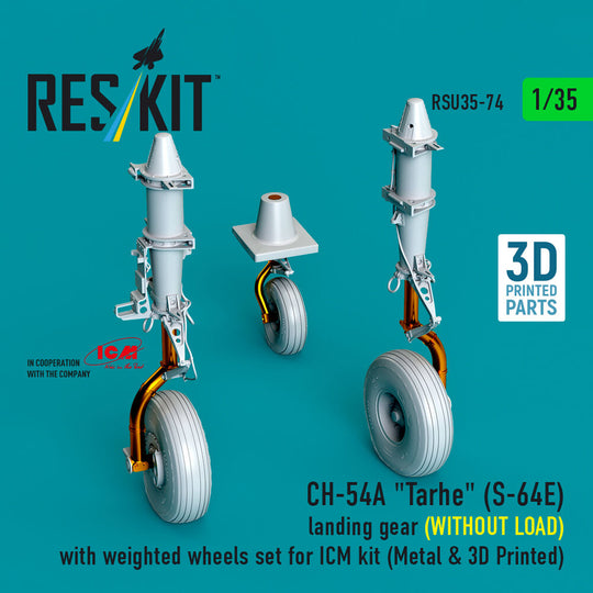 CH-54A Tarhe(S-64E) landing gear (WITHOUT LOAD) with weighted wheels set for ICM kit (Metal & 3D Printed)