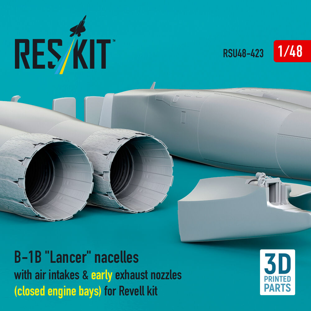 B-1B Lancer nacelles with air intakes & early exhaust nozzles (?losed engine bays) for Revell kit (3D Printed)