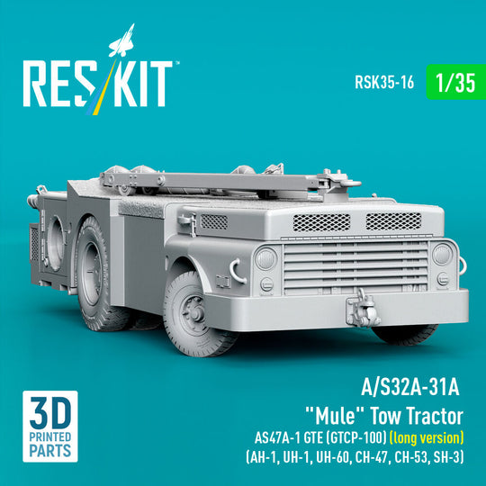 A/S32A-31A Mule Tow Tractor AS47A-1 GTE (GTCP-100) (long version) (AH-1, UH-1, UH-60, CH-47, CH-53, SH-3) (3D Printed model kit)