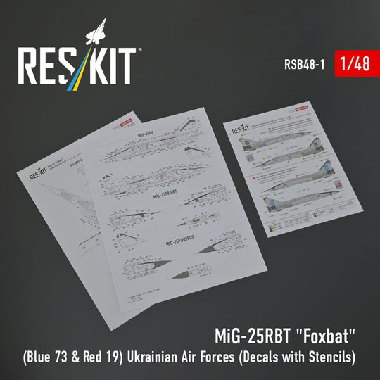 MiG-25RBT Foxbat (Blue 73 & Red 19) Ukrainian Air Forces (Decals with Stencils)