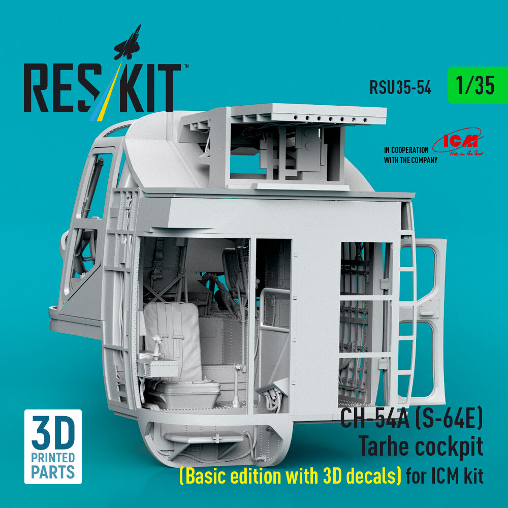 CH-54A (S-64E) Tarhe cockpit (Basic edition with 3D decals) for ICM kit (3D Printed)