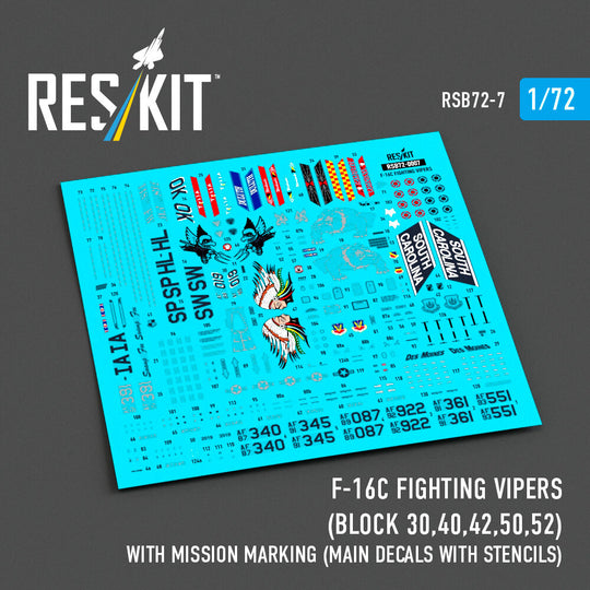 F-16C Fighting Vipers (Block 30,40,42,50,52) with mission marking (Main Decals with Stencils)