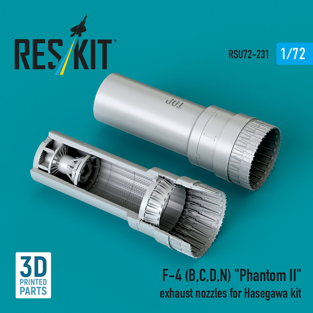 F-4 (B, C, D, N) Phantom II exhaust nozzles for Hasegawa kit (3D Printed)