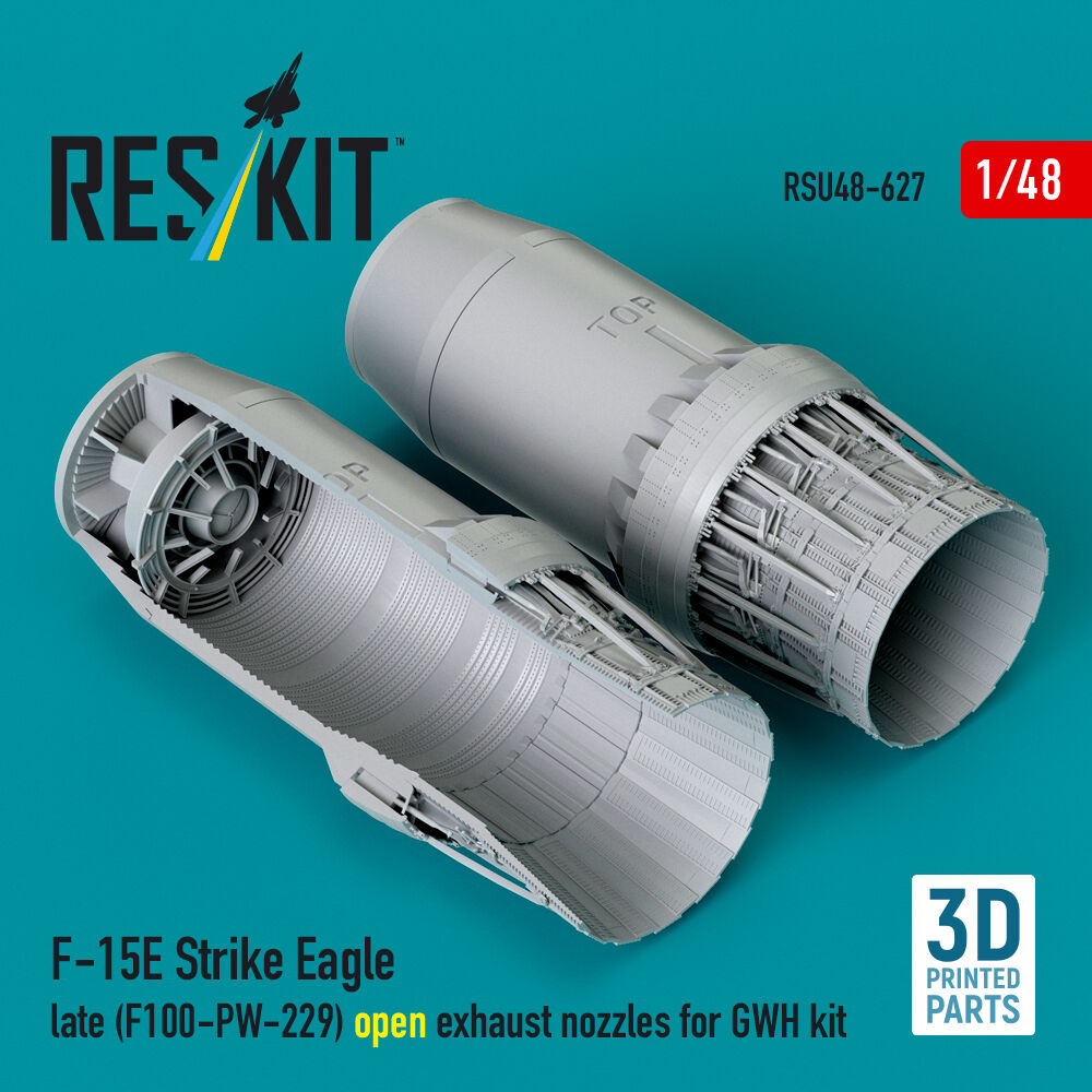 F?15E Strike Eagle late (F100-PW-229) open exhaust nozzles for GWH kit (3D Printed)