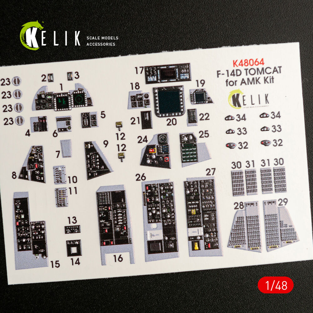 F-14D Tomcat interior 3D decals for AMK kit