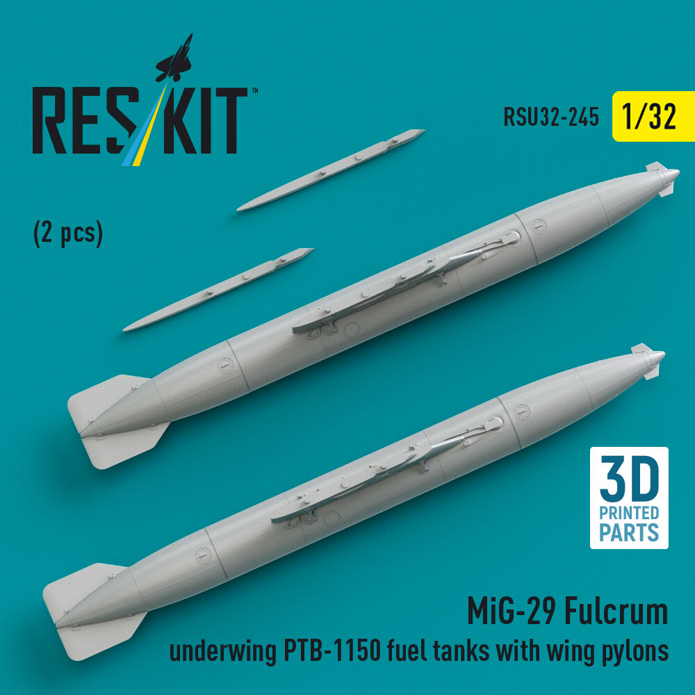 MiG-29 Fulcrum underwing PTB-1150 fuel tanks with wing pylons (2 pcs) (3D Printed)