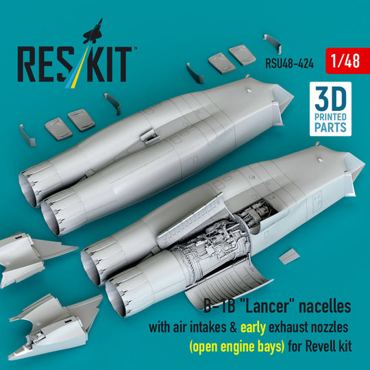 B-1B Lancer nacelles with air intakes & early exhaust nozzles (open engine bay) for Revell kit (3D Printed)