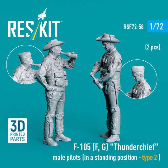 F-105 (F, G) Thunderchief male pilots (in a standing position - type 2 ) (2 pcs) (3D Printed)