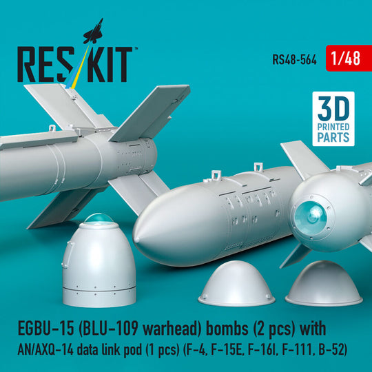 EGBU-15 (BLU-109 warhead) bombs (2 pcs) with AN/AXQ-14 data link pod (1 pcs) (F-4, F-15E, F-16I, F-111, B-52) (3D Printed)