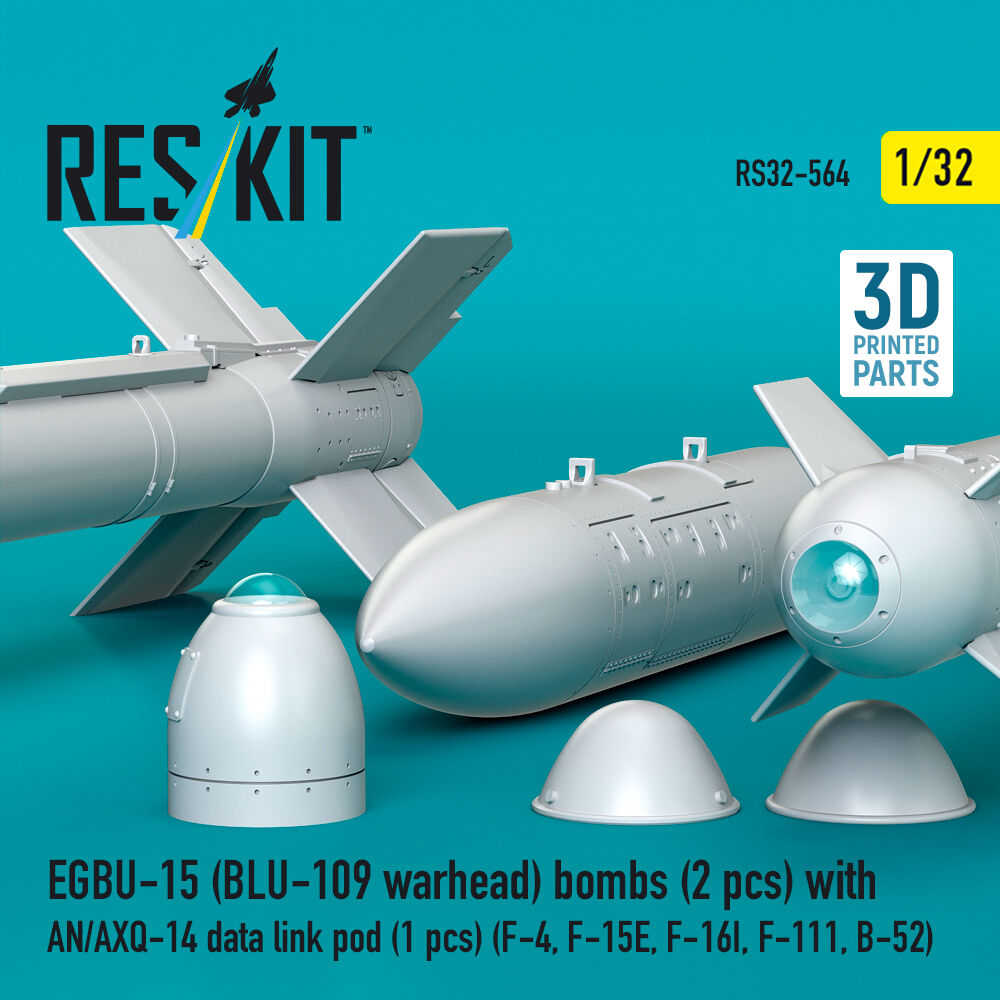 EGBU-15 (BLU-109 warhead) bombs (2 pcs) with AN/AXQ-14 data link pod (1 pcs) (F-4, F-15E, F-16I, F-111, B-52) (3D Printed)